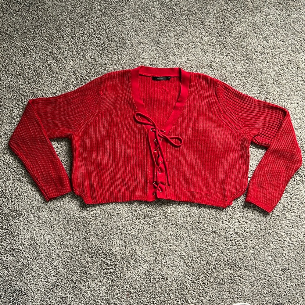 Millau Red Lace-up Sweater